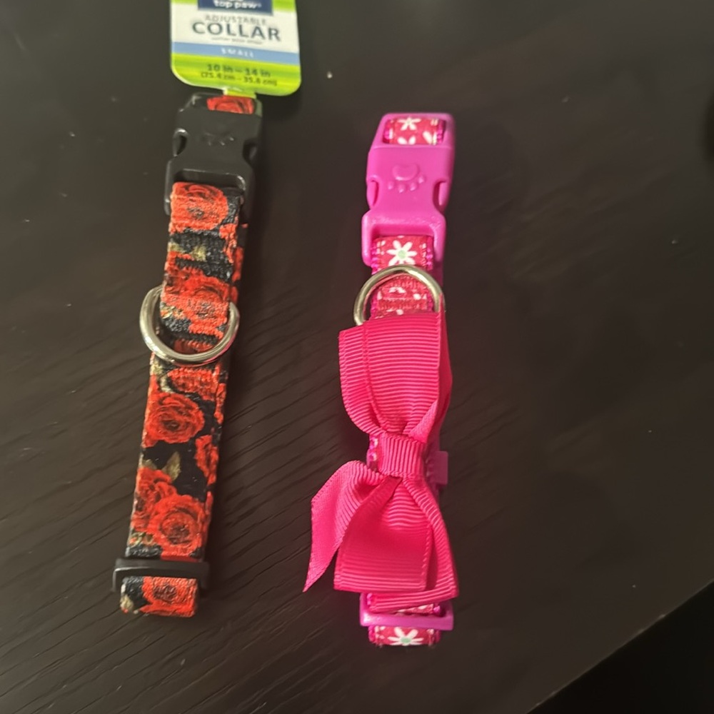 NWT Top Paw 2 dog collars red roses and pink and white flowers adjustable S - Picture 2 of 6